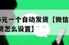 微信白号5元一个自动发货【微信白号5元一个自动发货怎么设置】